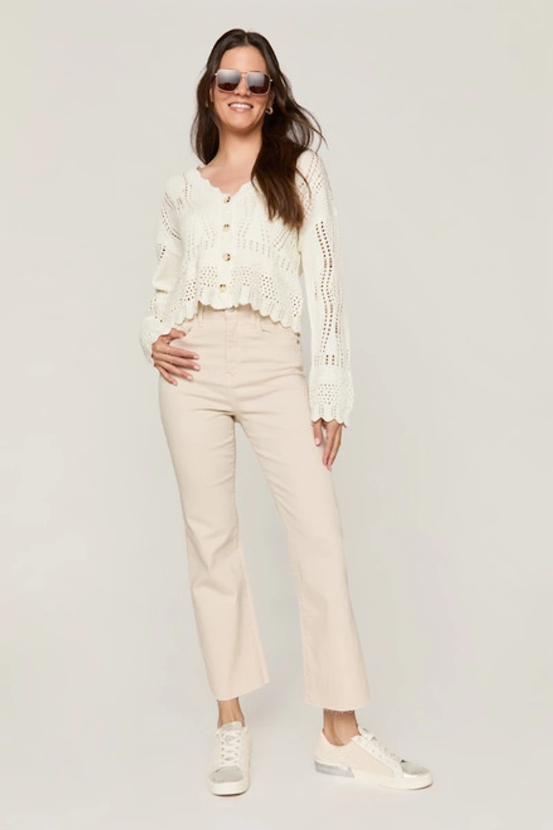 Ella Pointelle Button Front Cardigan