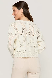 Ella Pointelle Button Front Cardigan