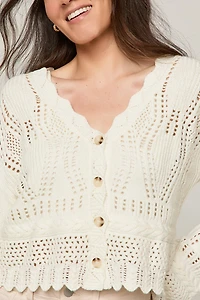 Ella Pointelle Button Front Cardigan