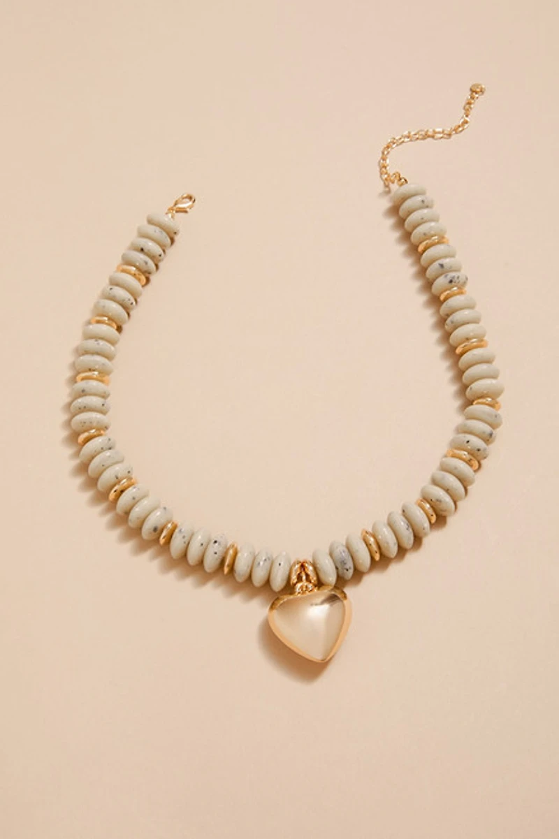 Amy Beaded Heart Pendant Necklace