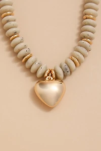 Amy Beaded Heart Pendant Necklace