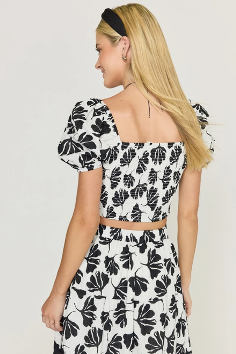 Cindy Leaf Print Top