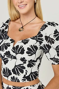 Cindy Leaf Print Top