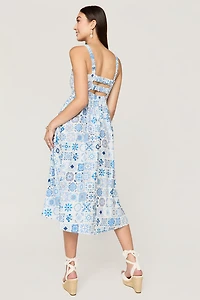 Lucille Tile Print Midi Dress