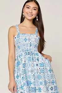Lucille Tile Print Midi Dress