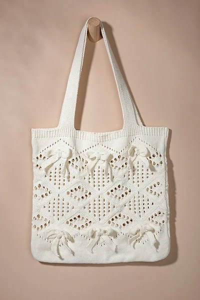 Eleanor Knitted Bow Detail Tote Bag