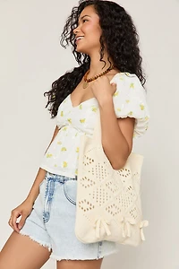 Eleanor Knitted Bow Detail Tote Bag