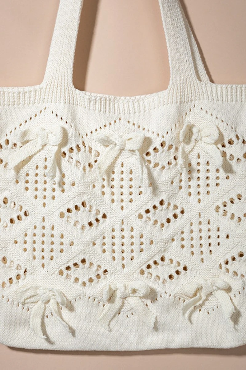 Eleanor Knitted Bow Detail Tote Bag