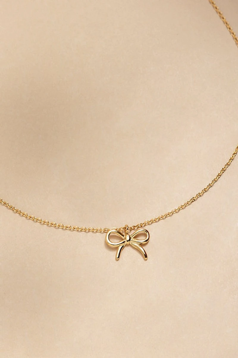 Victoria Stainless Steel Gold Bow Pendant Necklace