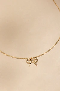 Victoria Stainless Steel Gold Bow Pendant Necklace