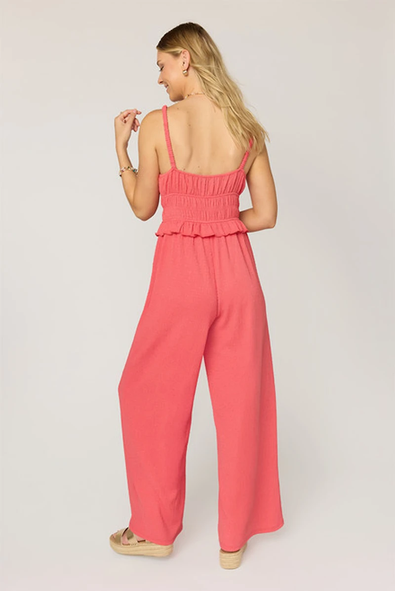 Terry Ruffle Trim Jumpsuit