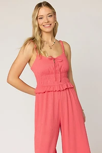 Terry Ruffle Trim Jumpsuit