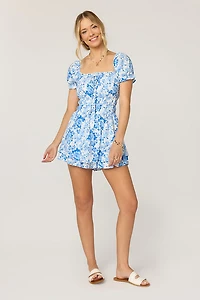 Cassidy Puff Sleeve Floral Romper