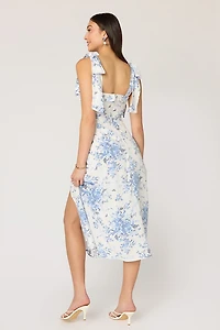 Liza Front Slit Floral Midi Dress