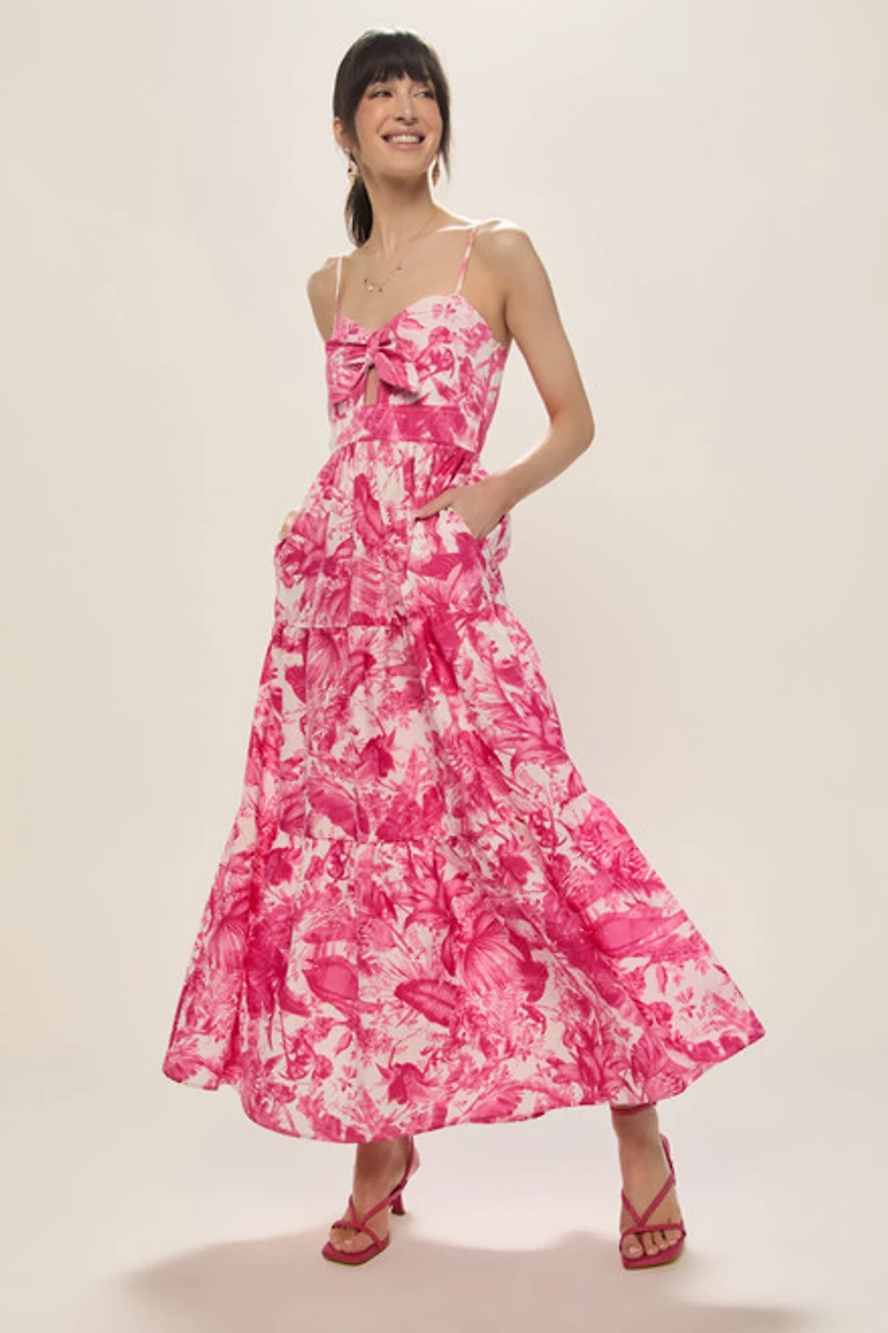 Natalie Tie Front Floral Maxi Dress