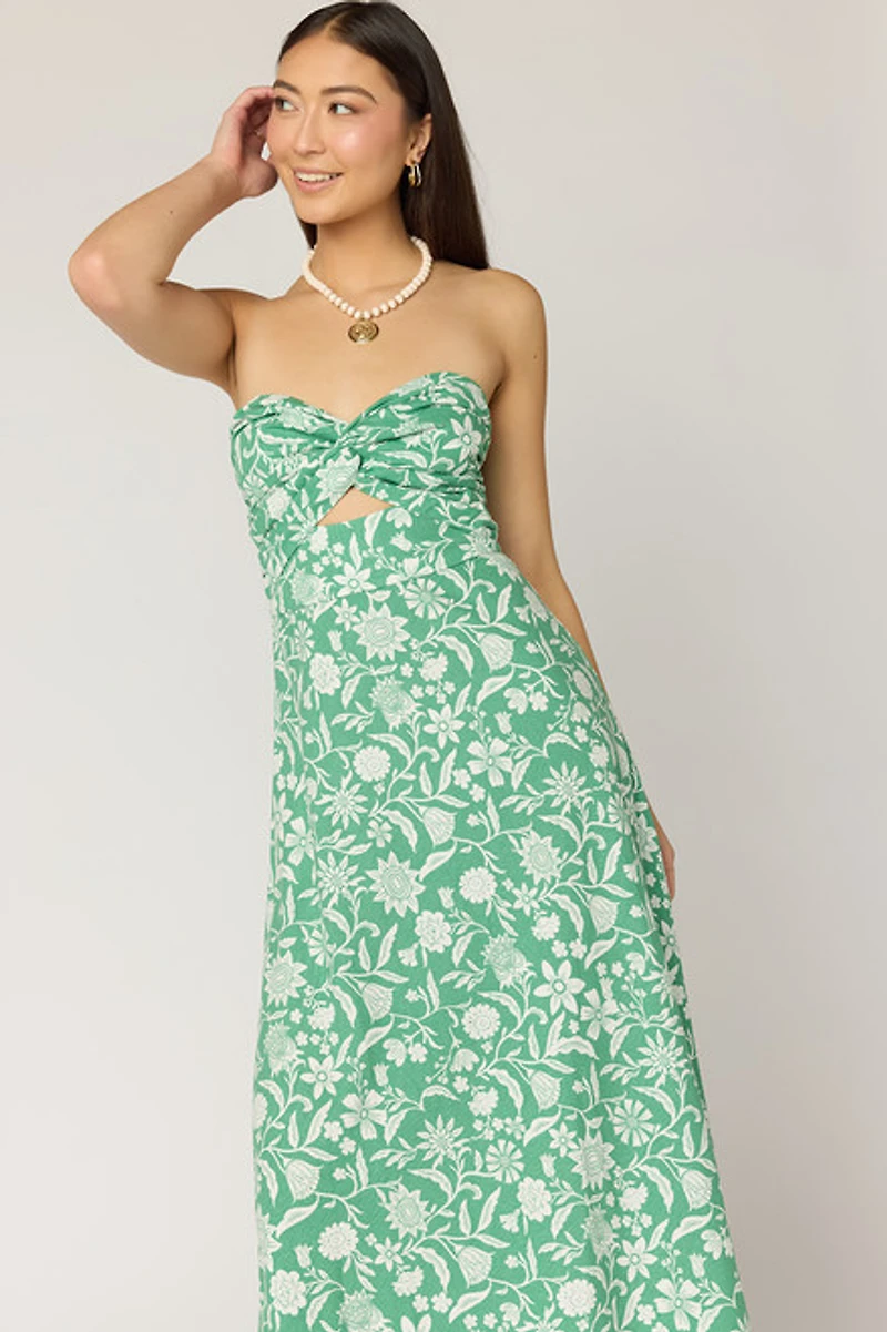Cassie Floral Strapless Midi Dress