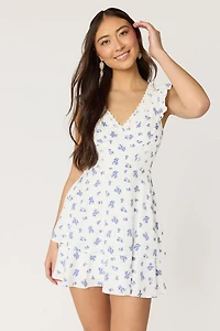 Tina Crochet Trim Floral Mini Dress
