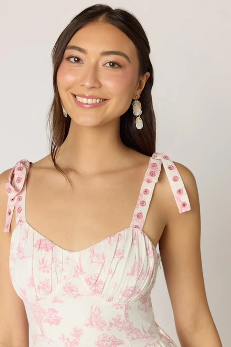 Rita Gromet Strap Floral Midi Dress
