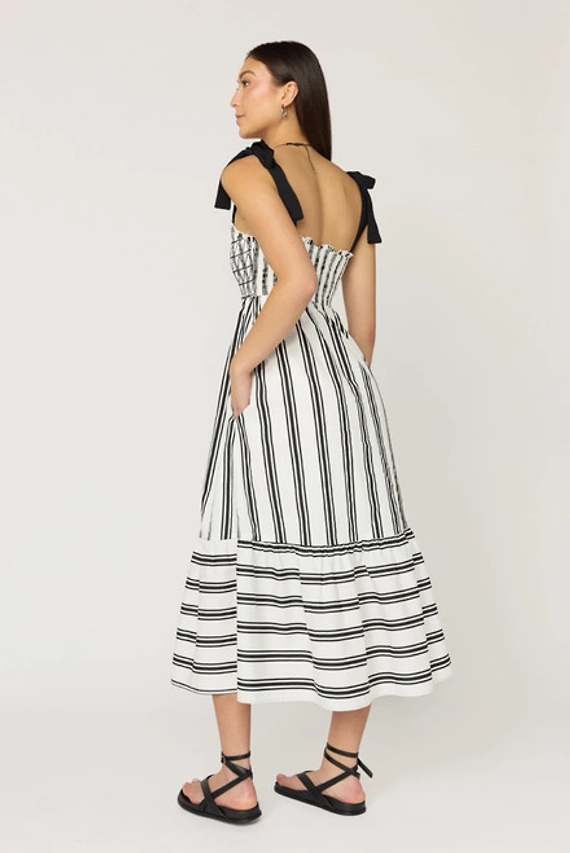 Mina Smocked Striped Midi Dress
