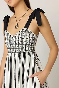Mina Smocked Striped Midi Dress
