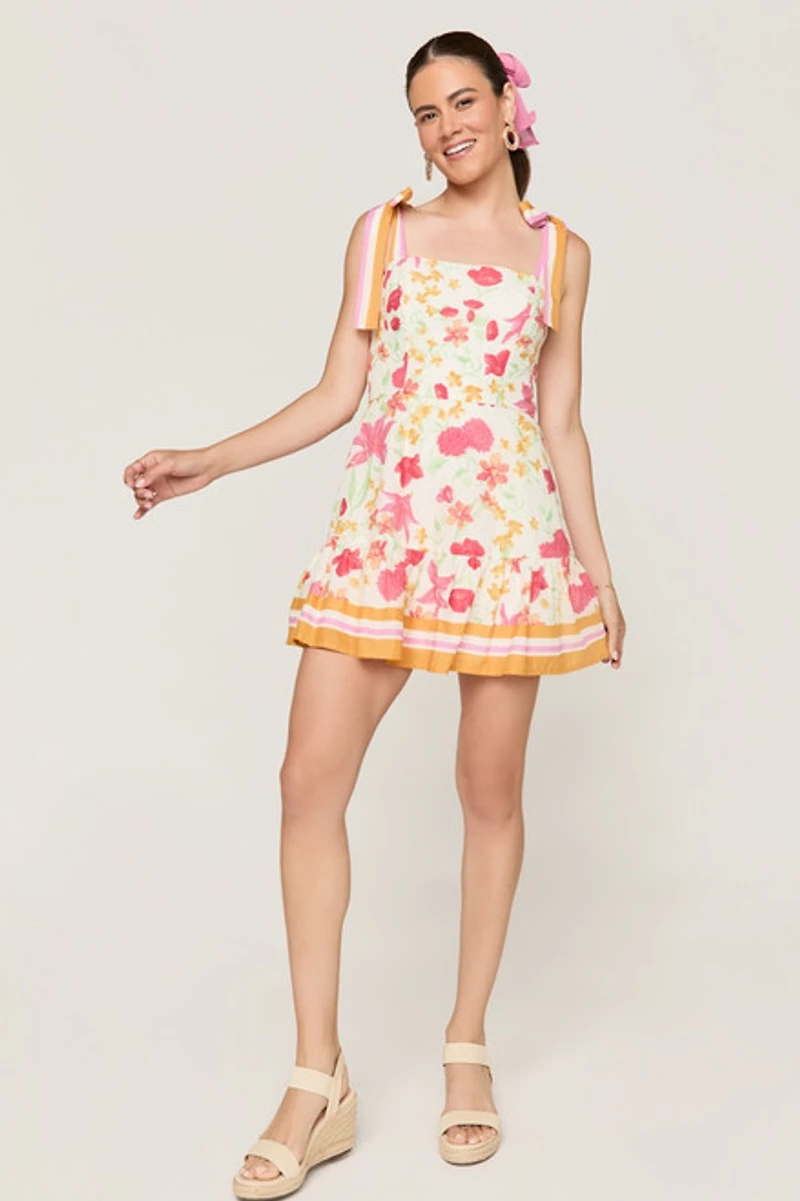 Brittany Floral Tie Strap Mini Dress
