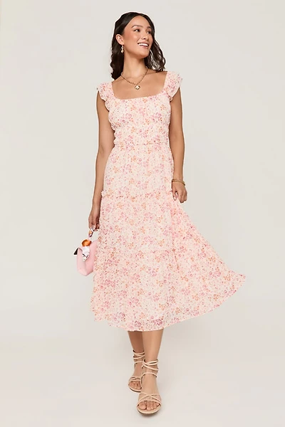 Sabrina Ruched Floral Midi Dress