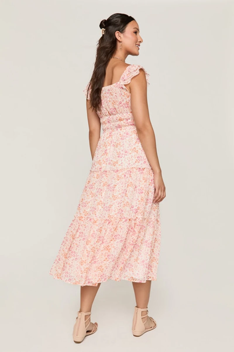 Sabrina Ruched Floral Midi Dress