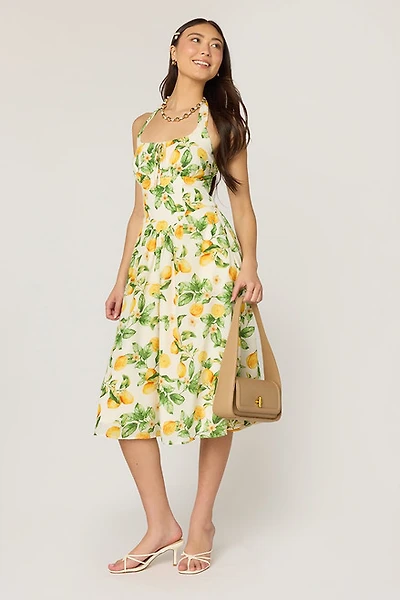 Lisa Lemon Basque Waist Midi Dress