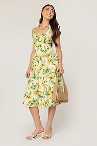Lisa Lemon Basque Waist Midi Dress