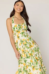Lisa Lemon Basque Waist Midi Dress