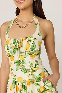 Lisa Lemon Basque Waist Midi Dress