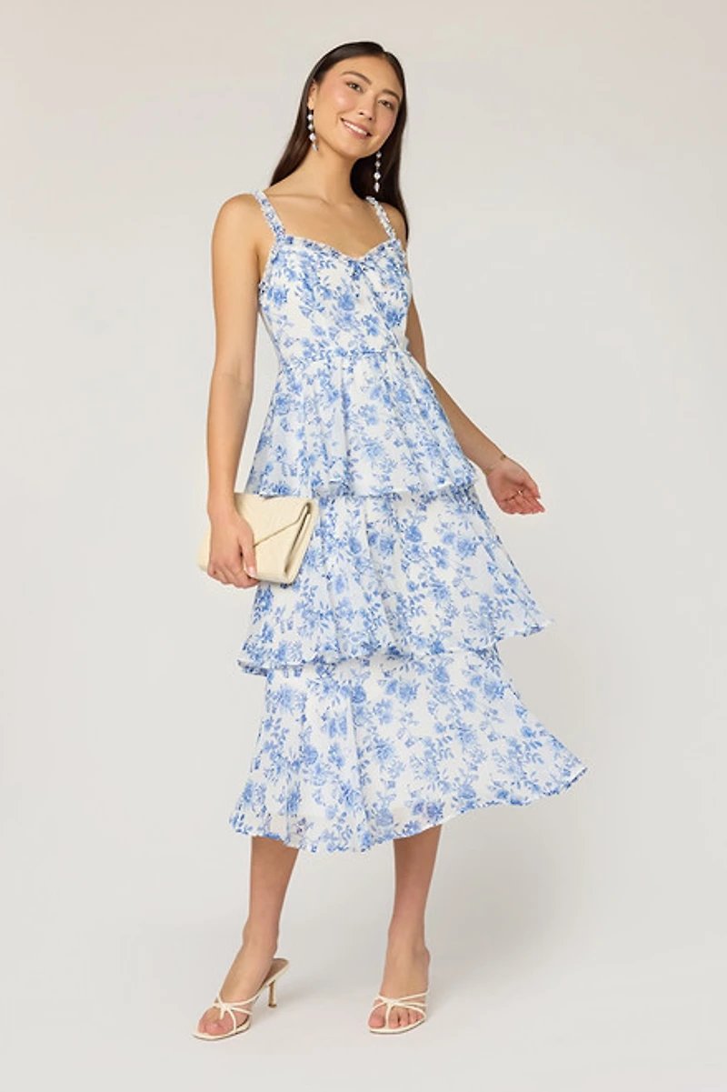 Brynn Floral Tiered Midi Dress