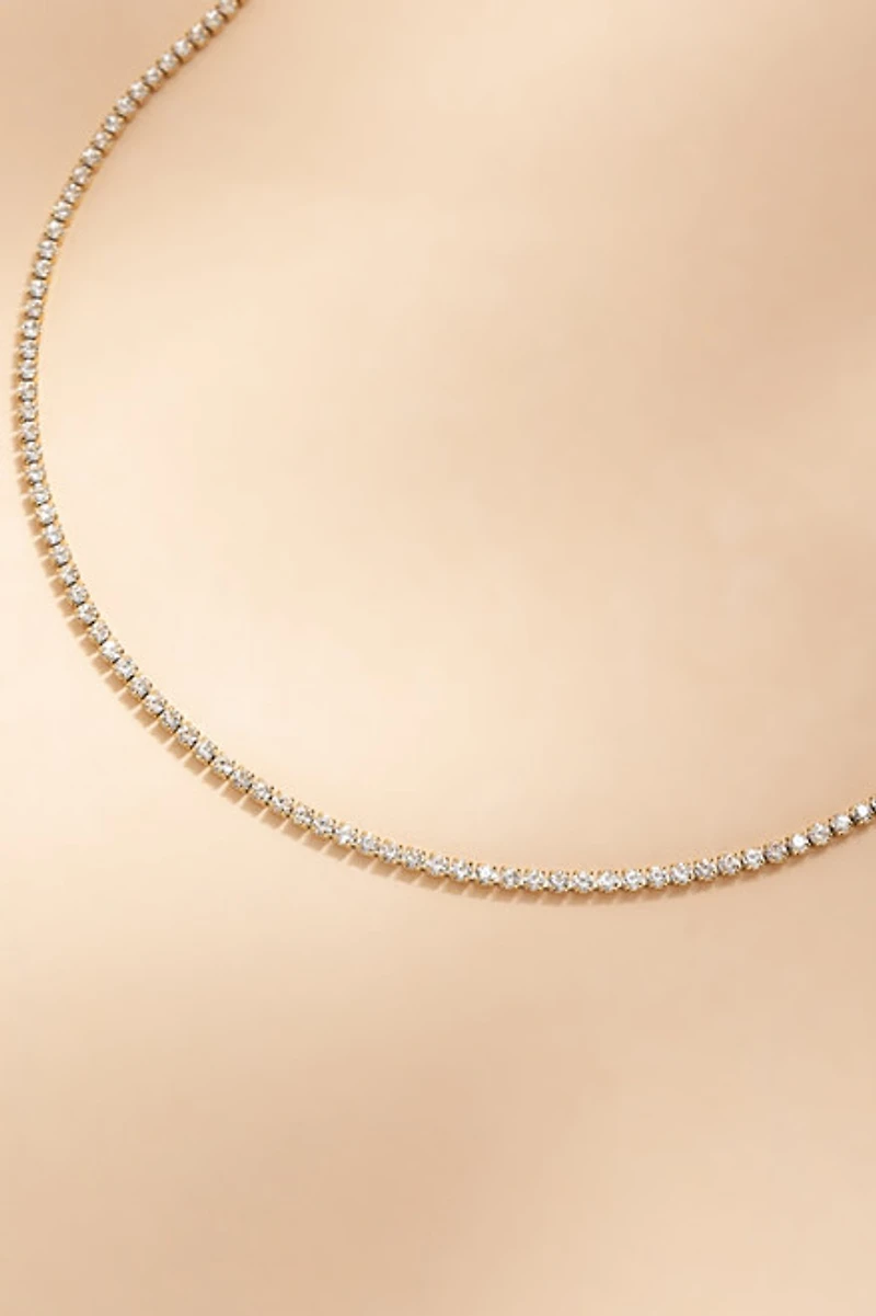 Iris Stainless Steel Gold Tennis Strand Necklace