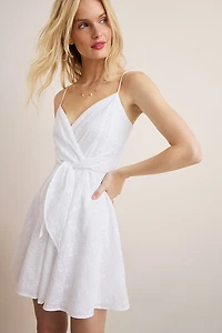 Mia Embroidered Wrap Mini Dress