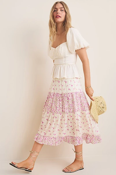 Jennifer Tiered Floral Midi Skirt