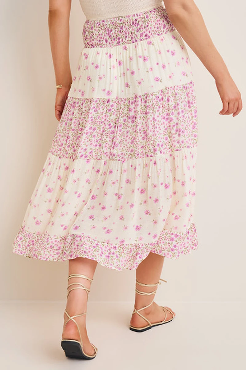 Jennifer Tiered Floral Midi Skirt