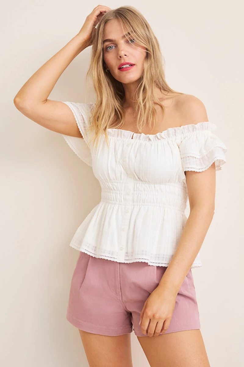 Debbie Button Front Blouse