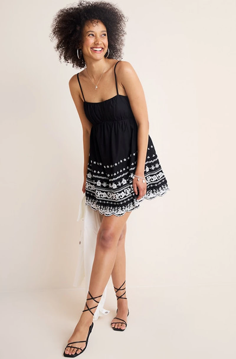 Amara Embroidered Mini Dress