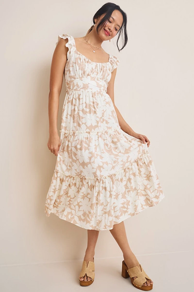 Edith Floral Tiered Midi Dress