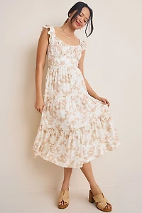 Edith Floral Tiered Midi Dress