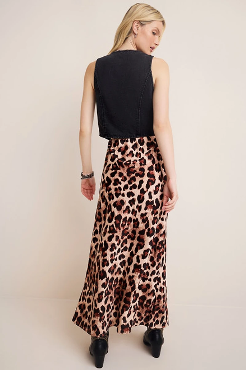 Heather Animal Print Maxi Skirt