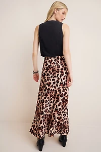Heather Animal Print Maxi Skirt
