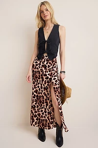 Heather Animal Print Maxi Skirt