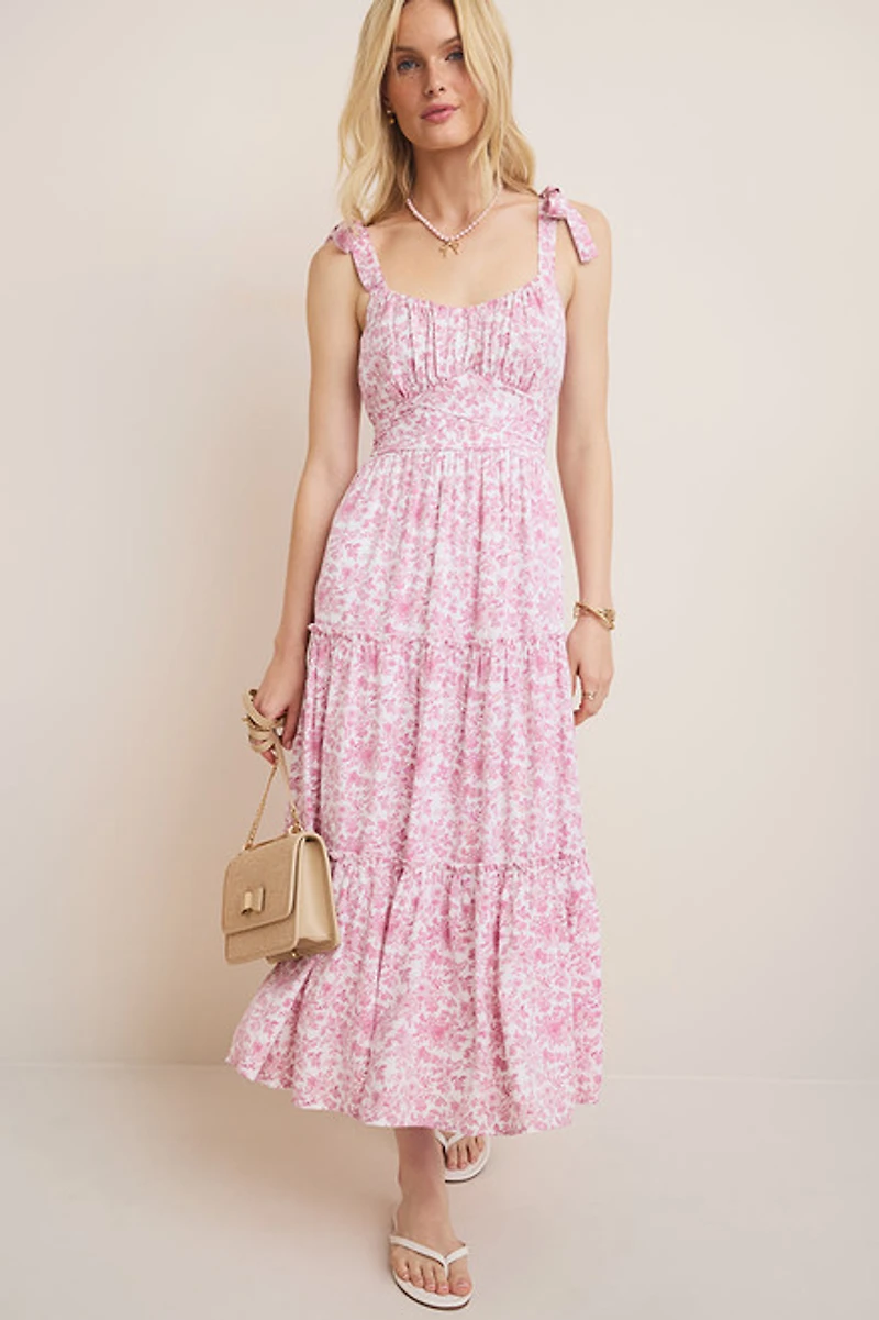 Meg Floral Tiered Midi Dress