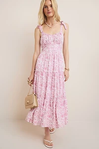 Meg Floral Tiered Midi Dress