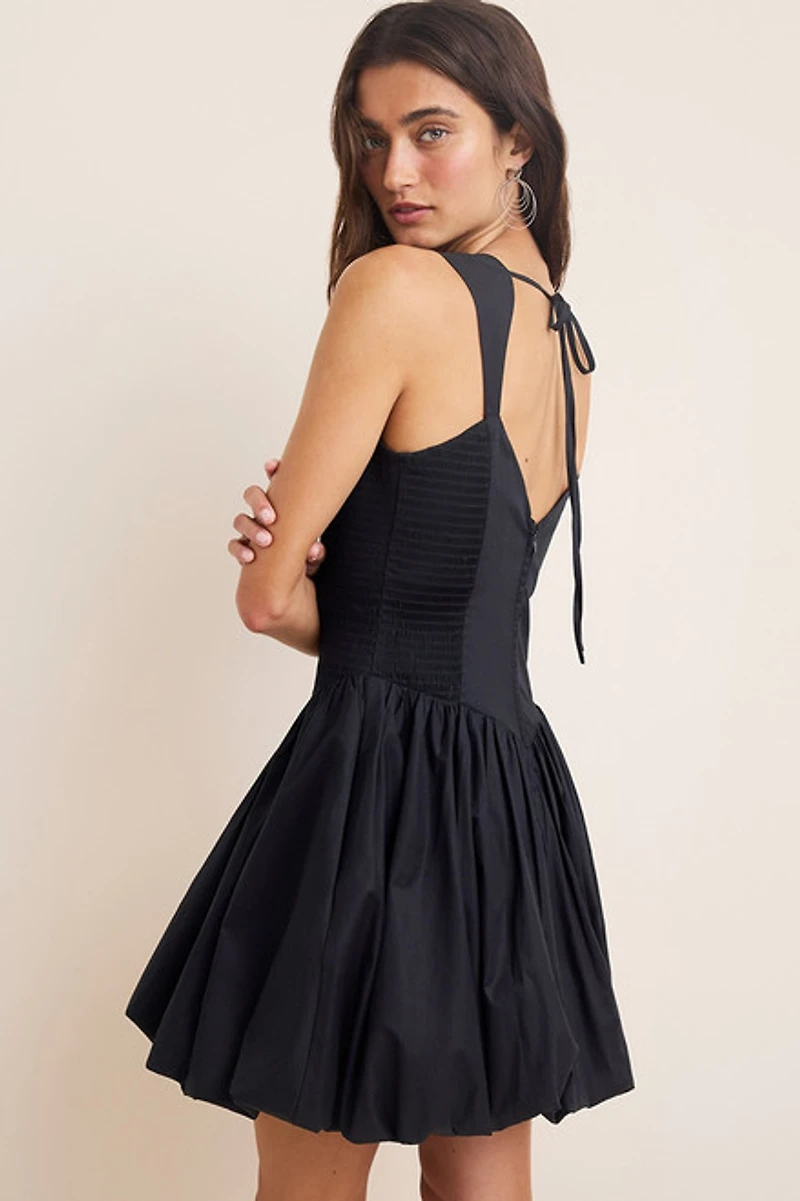 Millie Drop Waist Bubble-Hem Mini Dress