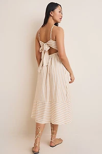 Tara Bow Back Striped Midi Dress
