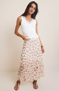 Bev Tiered Floral Midi Skirt