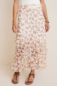 Bev Tiered Floral Midi Skirt