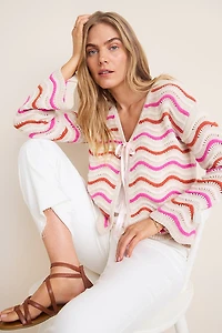 Ella Striped Tie Front Cardigan